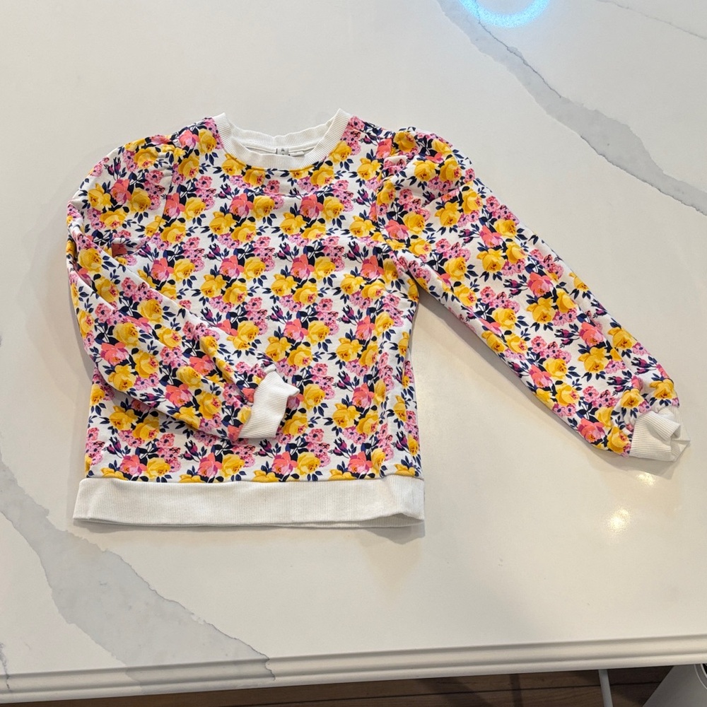 Easter Janie and Jack Floral Sweatshirt- Pink, Yellow, and White Girls size (10)